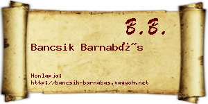 Bancsik Barnabás névjegykártya